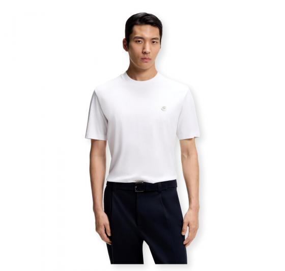 BOSS T Shirt Uomo In Cotone Mercerizzato Con Monogramma Double B C Taut 01 50555844 Colore Bianco