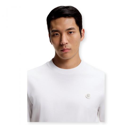 BOSS T Shirt Uomo In Cotone Mercerizzato Con Monogramma Double B C Taut 01 50555844 Colore Bianco