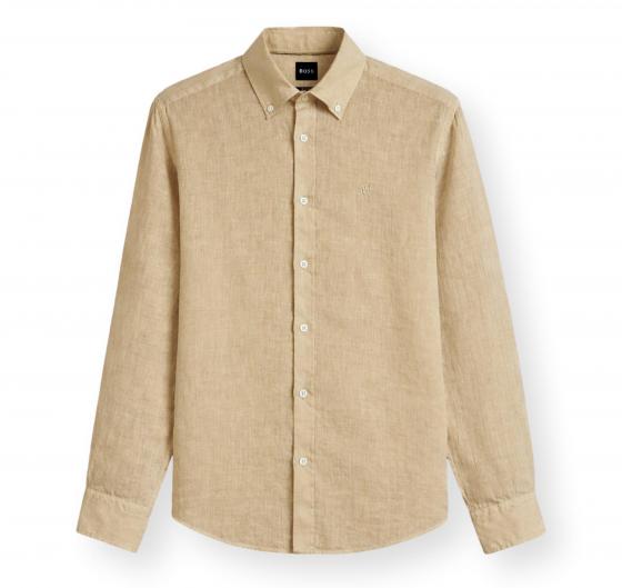 BOSS Camicia Uomo Button Down Regular Fit In Lino H LIAM BD E C1 261 50556077 Colore Beige