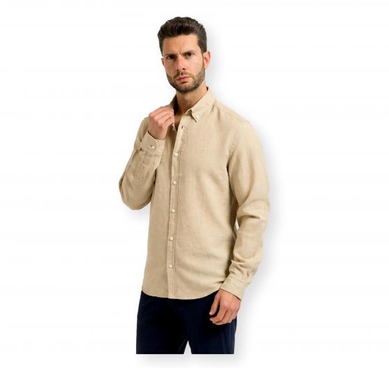 BOSS Camicia Uomo Button Down Regular Fit In Lino H LIAM BD E C1 261 50556077 Colore Beige
