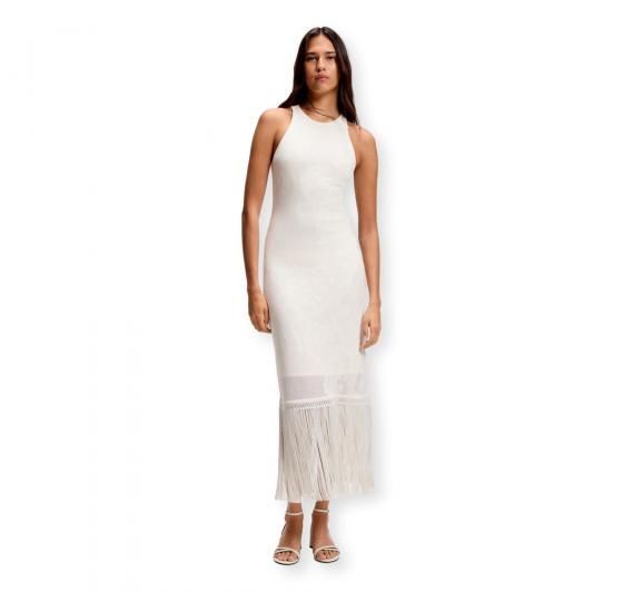 BOSS Vestito Donna Slim Fit Con Motivo Floreale e Orlo Con Frange C Farseille 50559734 Colore Avorio