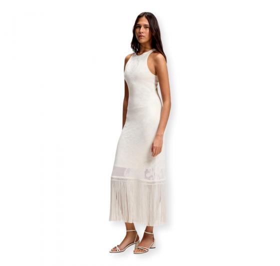 BOSS Vestito Donna Slim Fit Con Motivo Floreale e Orlo Con Frange C Farseille 50559734 Colore Avorio