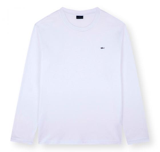 PAUL SHARK T Shirt Uomo Manica Lunga Shark Badge Regular Fit C0P1093 Colore Bianco