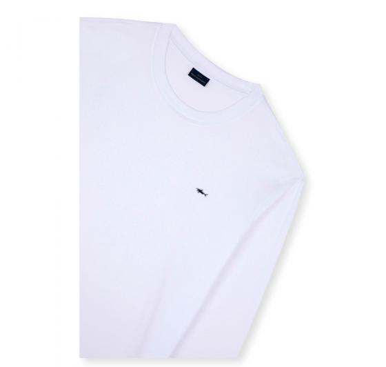 PAUL SHARK T Shirt Uomo Manica Lunga Shark Badge Regular Fit C0P1093 Colore Bianco