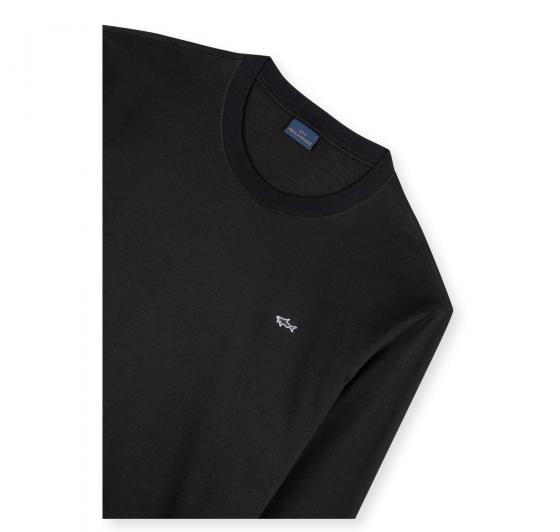 PAUL SHARK T Shirt Uomo Manica Lunga Shark Badge Regular Fit C0P1093 Colore Nero