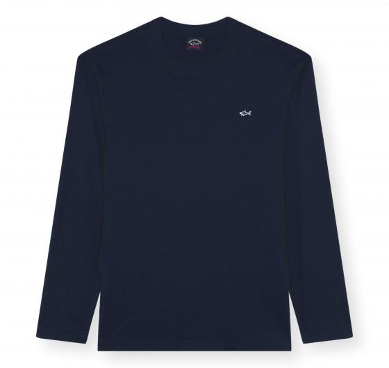PAUL SHARK T Shirt Uomo Manica Lunga Cotone Jersey Regular Fit 99311006 Colore Blu Scuro