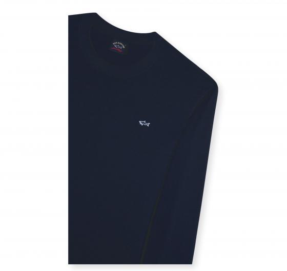 PAUL SHARK T Shirt Uomo Manica Lunga Cotone Jersey Regular Fit 99311006 Colore Blu Scuro
