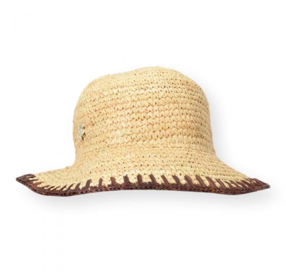 BOSS Cappello Donna In Rafia Con Logo Dorato Danika CR 50562247 Colore Beige