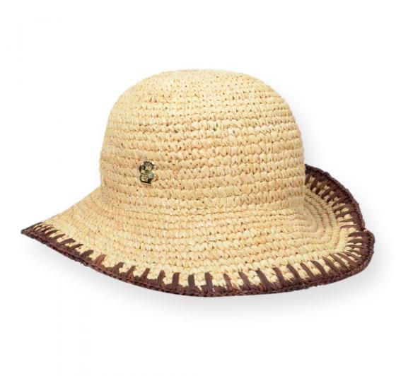 BOSS Cappello Donna In Rafia Con Logo Dorato Danika CR 50562247 Colore Beige