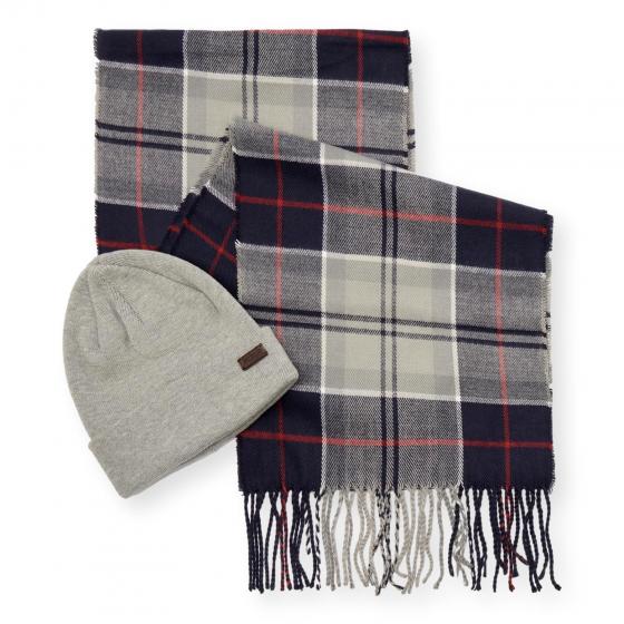 BARBOUR Set Uomo Cappello Sciarpa Tartan Grigio Swinton Galingale Regalo MGS0079TN27