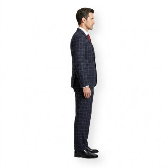 ALESSANDRO GILLES Abito Uomo Blu Quadri Slim Fit Lana Elegante A222 2089