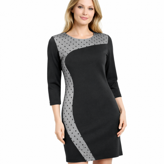 LISA KOTT Abito Con Giacca Donna Curvy Style Nero Bianco 4058 Made in Italy