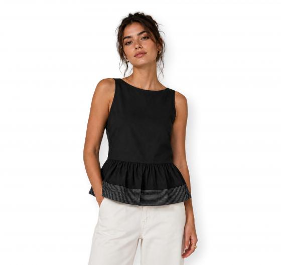 BOSS Top Donna In Cotone Con Balze C Idil 50559086 Colore Nero