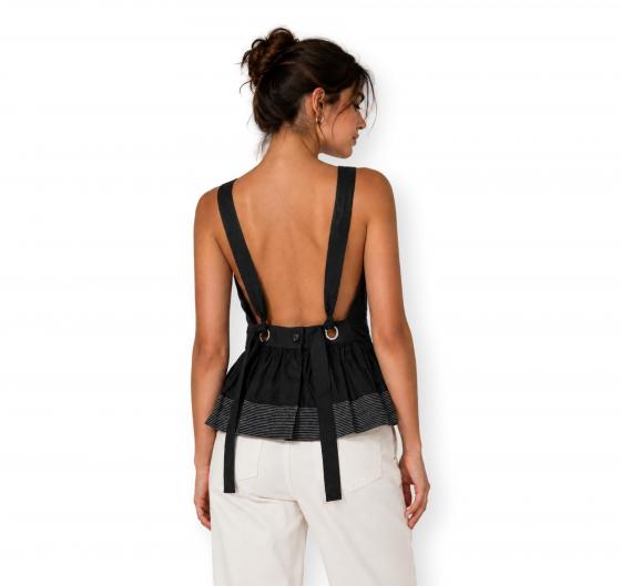 BOSS Top Donna In Cotone Con Balze C Idil 50559086 Colore Nero