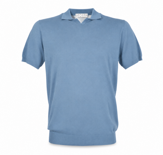 CASHMERE COMPANY Polo Uomo In Cotone E Lino C26S18 Colore Azzurro 255