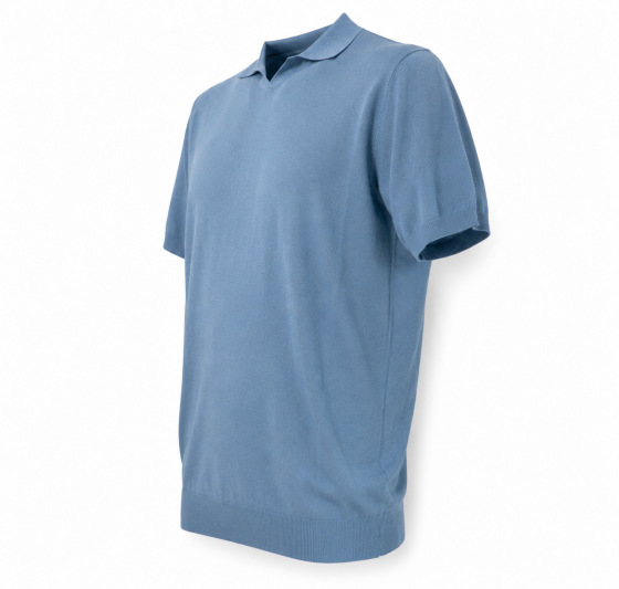 CASHMERE COMPANY Polo Uomo In Cotone E Lino C26S18 Colore Azzurro 255