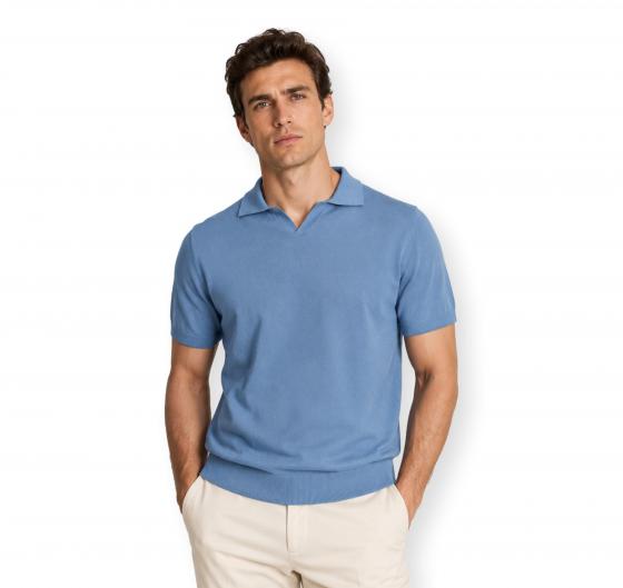 CASHMERE COMPANY Polo Uomo In Cotone E Lino C26S18 Colore Azzurro 255