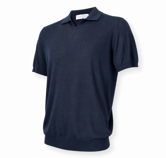 CASHMERE COMPANY Polo Uomo In Cotone E Lino C26S18 Colore Blu Scuro 151
