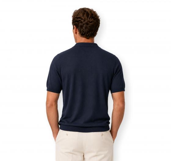 CASHMERE COMPANY Polo Uomo In Cotone E Lino C26S18 Colore Blu Scuro 151