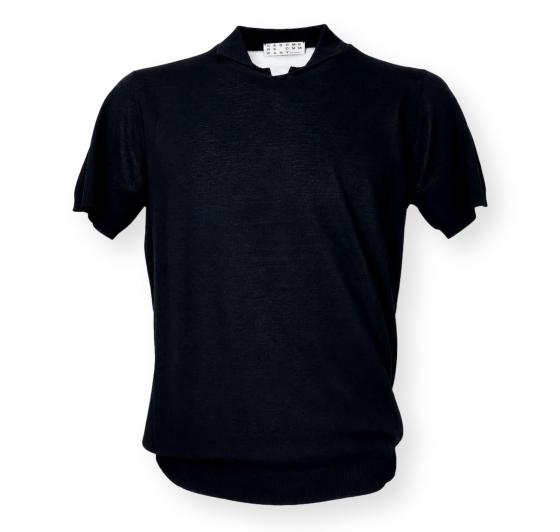 CASHMERE COMPANY Polo Uomo In Cotone E Lino C26S18 Colore Nero 99