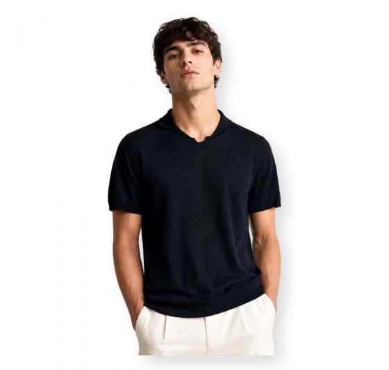 CASHMERE COMPANY Polo Uomo In Cotone E Lino C26S18 Colore Nero 99