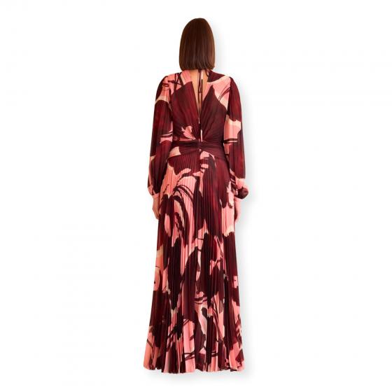 CARLA RUIZ Abito Donna Lungo Plissettato Elegante Cerimonia 52567 Salmone Multicolor