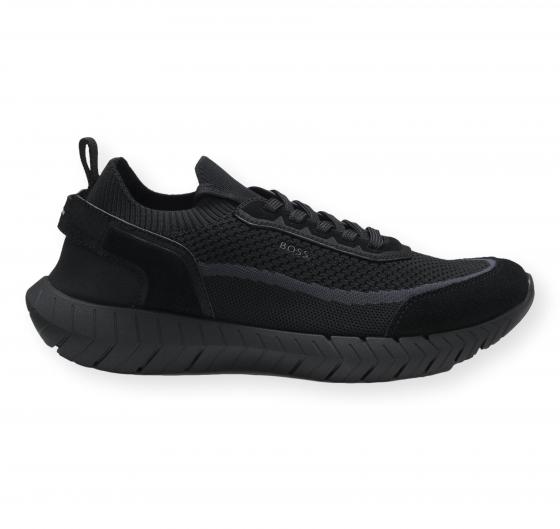 BOSS Sneakers Uomo Stringate In Pelle Scamosciata Con Calzino In Maglia BOSS MOTION Slon bkn 50568943 Colore Nero