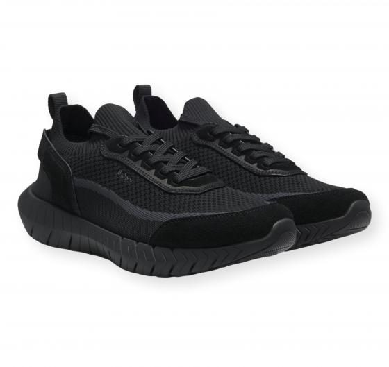 BOSS Sneakers Uomo Stringate In Pelle Scamosciata Con Calzino In Maglia BOSS MOTION Slon bkn 50568943 Colore Nero