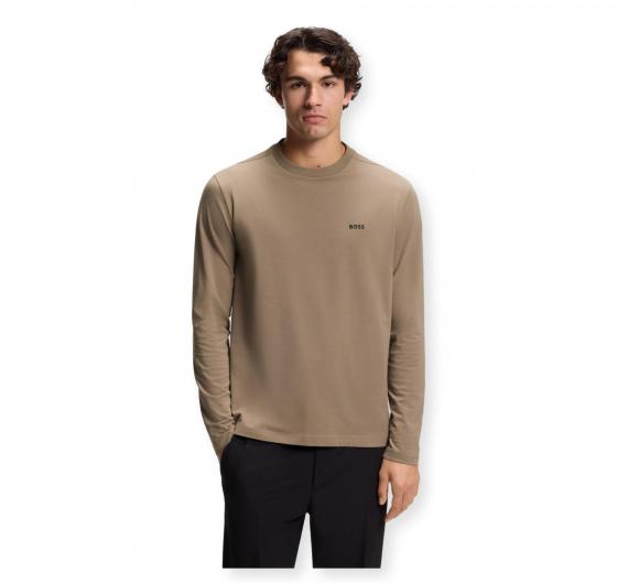 BOSS T shirt Uomo Manica Lunga In Cotone Elasticizzato Con Logo A Contrasto Tee Long 50506365 Colore Beige