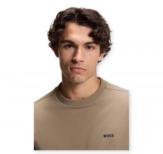 BOSS T shirt Uomo Manica Lunga In Cotone Elasticizzato Con Logo A Contrasto Tee Long 50506365 Colore Beige