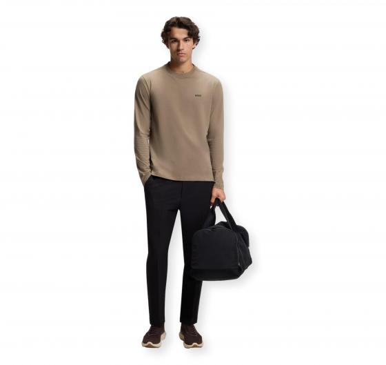 BOSS T shirt Uomo Manica Lunga In Cotone Elasticizzato Con Logo A Contrasto Tee Long 50506365 Colore Beige