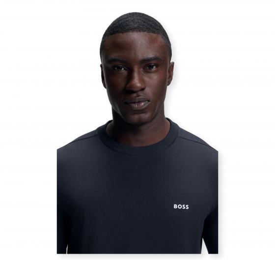BOSS T shirt Uomo Manica Lunga In Cotone Elasticizzato Con Logo A Contrasto Tee Long 50506365 Colore Blu Scuro