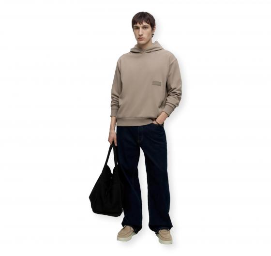 BOSS Felpa Uomo Relaxed Fit In French Terry Elegante SW Hoodie 50564113 Colore Beige