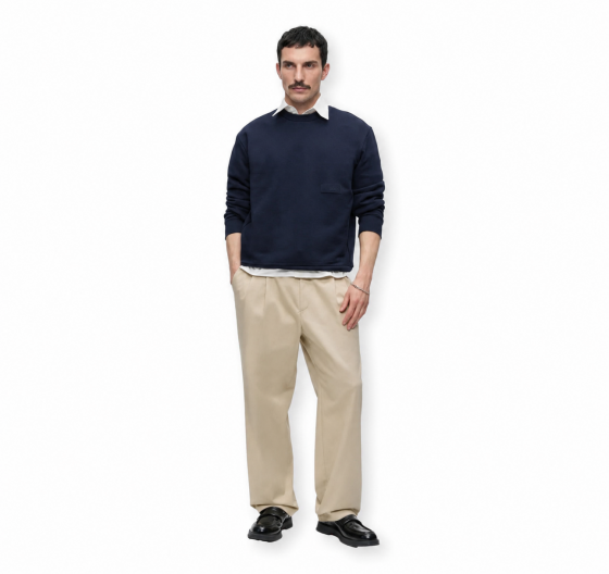 BOSS Felpa Uomo Girocollo In Cotone SW Crewneck 50564103 Colore Blu Scuro