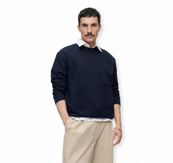 BOSS Felpa Uomo Girocollo In Cotone SW Crewneck 50564103 Colore Blu Scuro