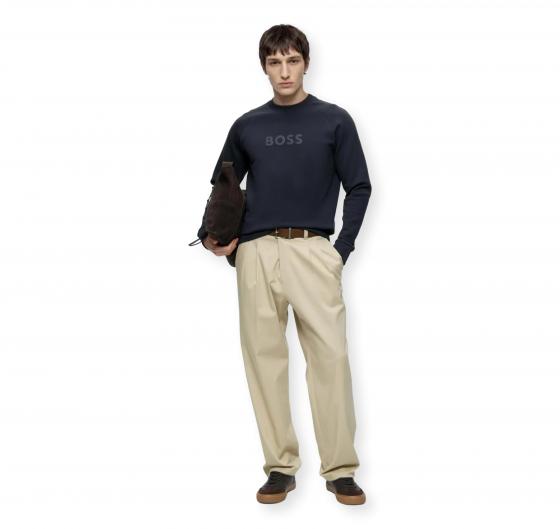 BOSS Felpa Uomo Girocollo In Cotone Elasticizzato Regular Fit Salbo 50565307 Colore Blu Scuro