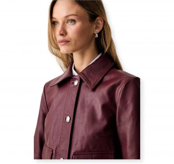 BOSS Giubbotto Donna in Pelle Con Bottoni Con Logo C Sakara 50562735 Colore Bordeaux
