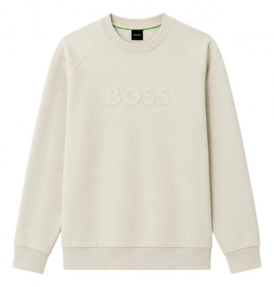 BOSS Felpa Uomo Girocollo In Cotone Elasticizzato Regular Fit Salbo 50565307 Colore Beige