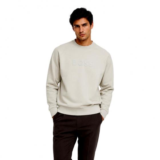 BOSS Felpa Uomo Girocollo In Cotone Elasticizzato Regular Fit Salbo 50565307 Colore Beige
