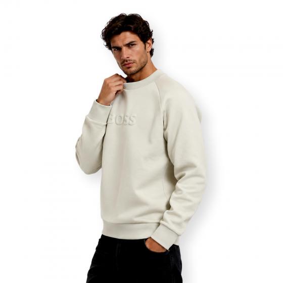 BOSS Felpa Uomo Girocollo In Cotone Elasticizzato Regular Fit Salbo 50565307 Colore Beige