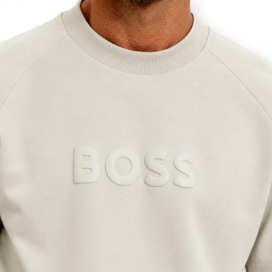 BOSS Felpa Uomo Girocollo In Cotone Elasticizzato Regular Fit Salbo 50565307 Colore Beige