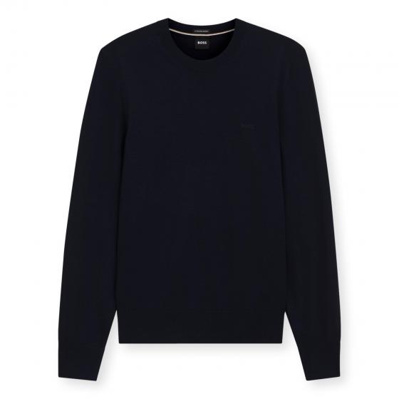 BOSS Maglione Uomo in Lana Merino Extrafine Girocollo Leno 50571914 Blu