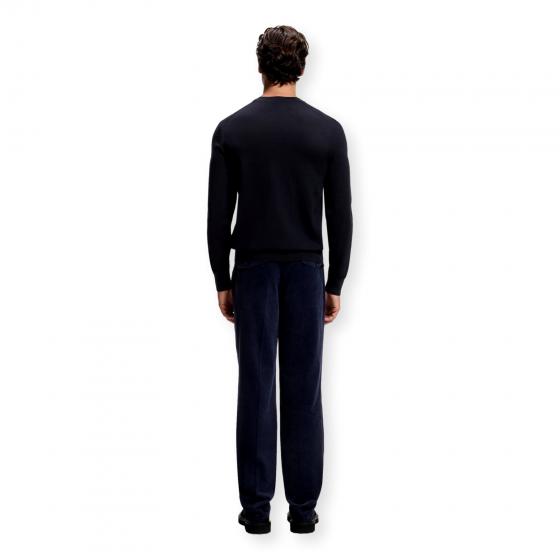 BOSS Maglione Uomo in Lana Merino Extrafine Girocollo Leno 50571914 Blu