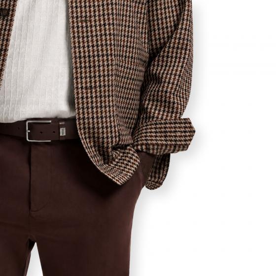 BOSS Cintura Uomo in Pelle Italiana con Fibbia Logo Elio Sz35 50529898 Colore Marrone