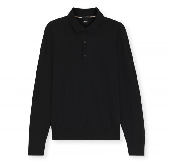 BOSS Polo Uomo in Lana Merino Extrafine H Lancione 50565503 Colore Nero