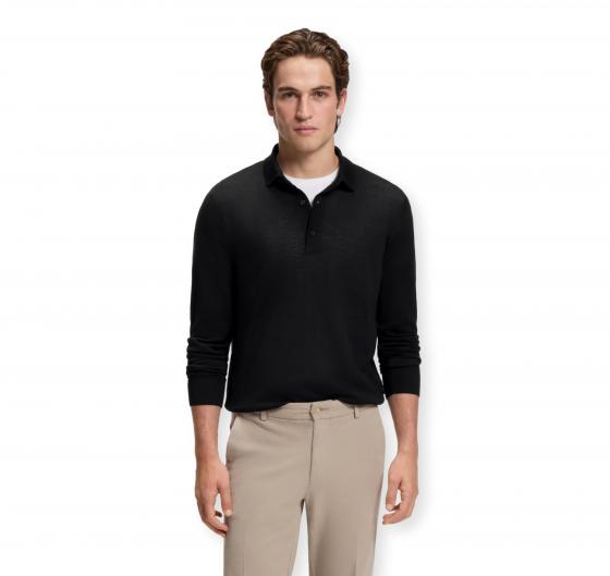 BOSS Polo Uomo in Lana Merino Extrafine H Lancione 50565503 Colore Nero