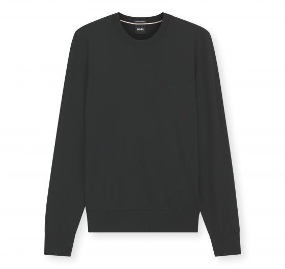 BOSS Maglione Uomo in Lana Merino Extrafine Girocollo Leno 50571914 Nero