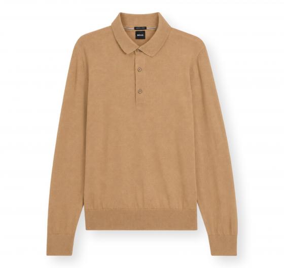 BOSS Polo Uomo in Lana Merino Extrafine H Lancione 50565503 Colore Beige