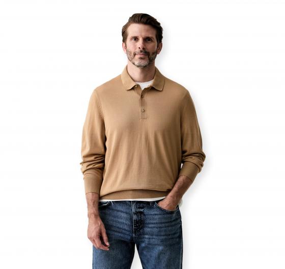 BOSS Polo Uomo in Lana Merino Extrafine H Lancione 50565503 Colore Beige
