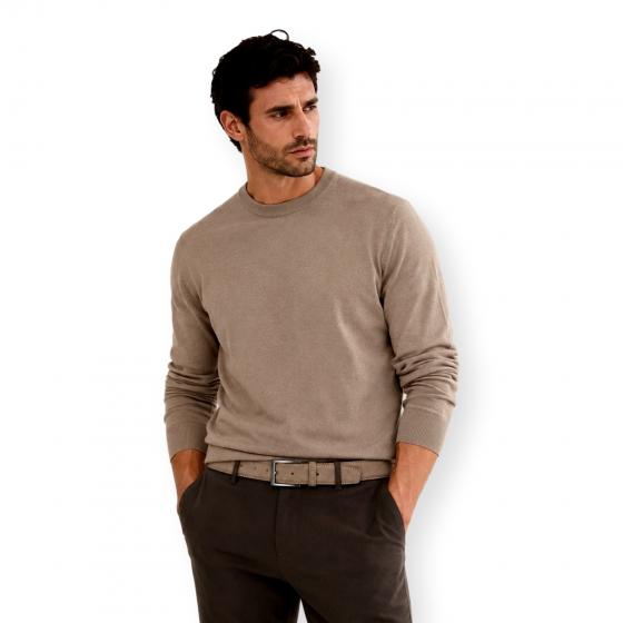 BOSS Cintura Uomo in Pelle Scamosciata Beige con Fibbia Logo ELLOY-G-SD 50563958